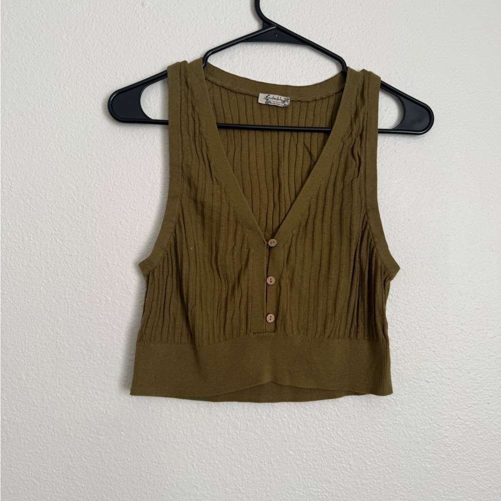 Free People Mustard Ribbed Crop Top - Picture 2 of 4